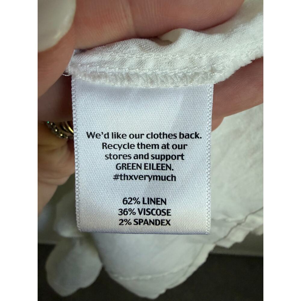 Eileen Fisher Linen Blend Long Sleeve Button-Up Shirt White Women's Plus Size 1X - Picture 7 of 8